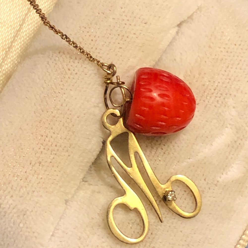 Victorian coral strawberry charm